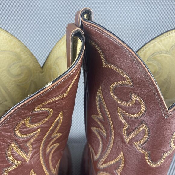 Vintage Justin Cowboy Boots Mens Size 11 D Brown Exotic Skin Western Pull On main image 5